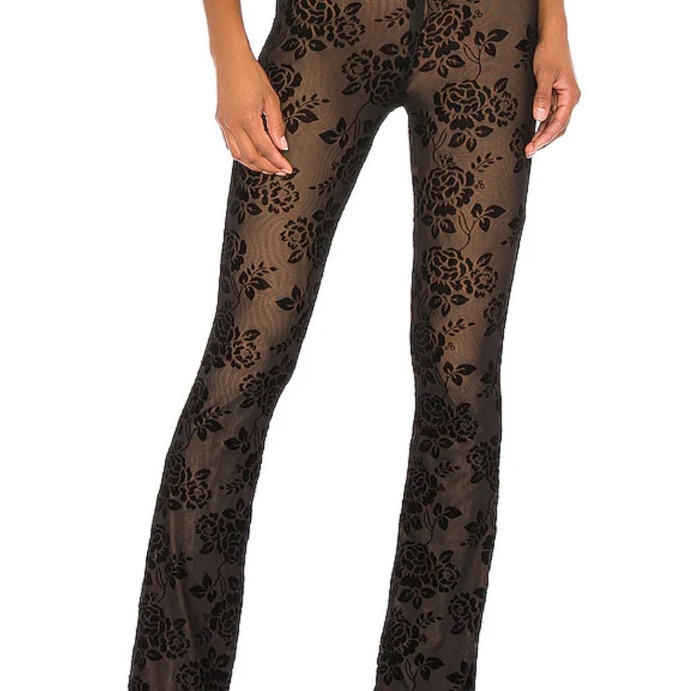 MAJORELLE Black Floral Lace Pants